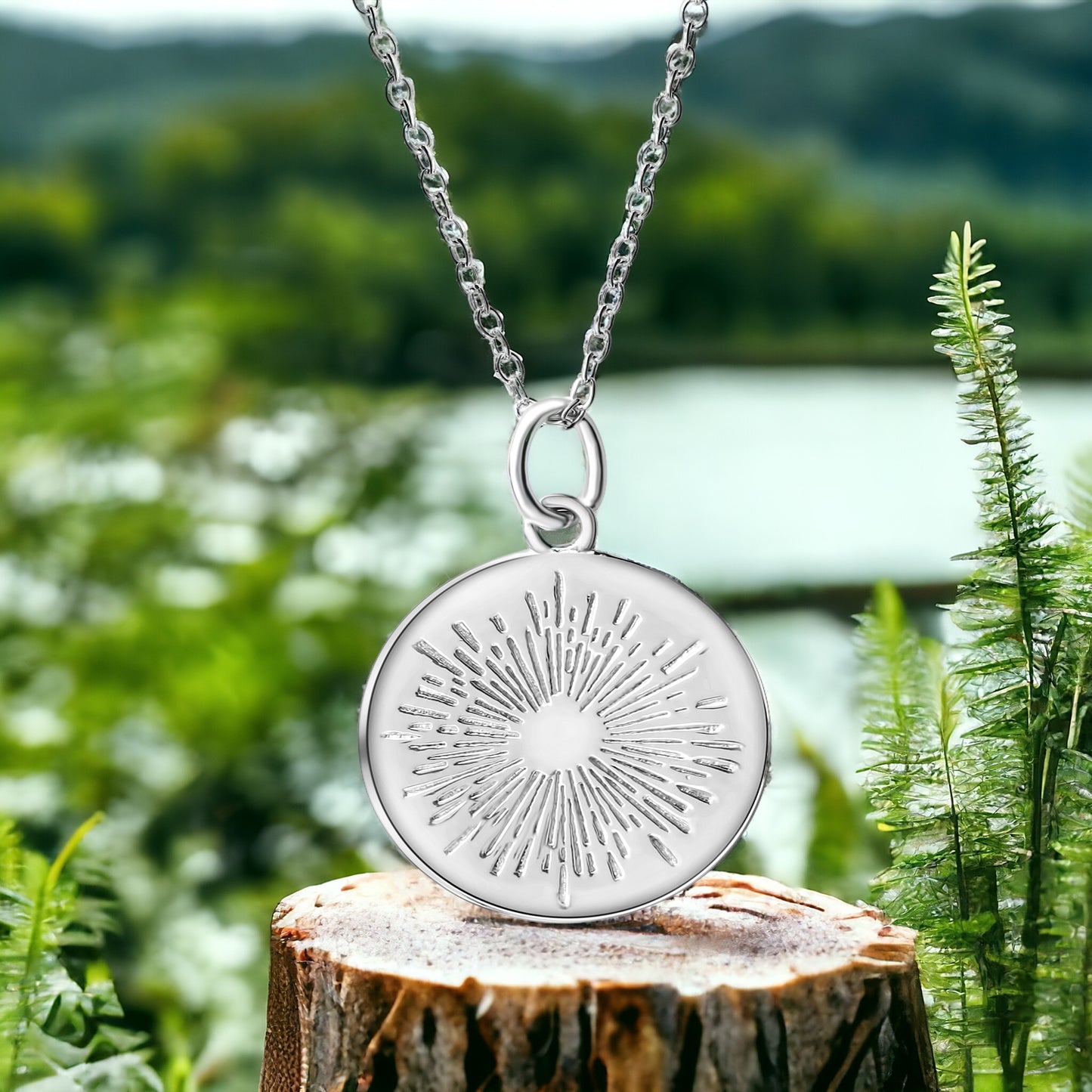 Designer Schmuck Kette mit Sonne Anhänger 925er Sterling Silber